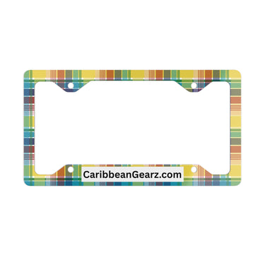 Virgin Islands Madras Customizable Metal License Plate Frame - Stylish Plaid Design
